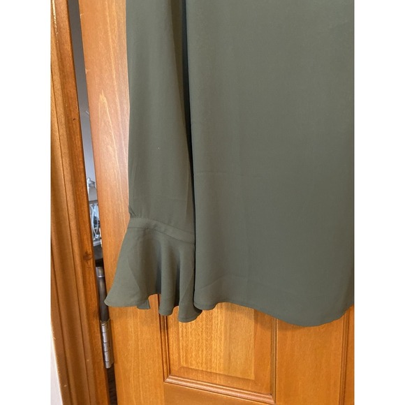 Loft Women Bohemian Boho Bell Sleeve Top Olive Green Loose Medium Chic Business - Picture 2 of 8